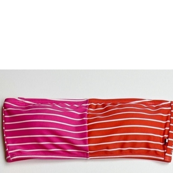 TOMMY HILFIGER Striped Bandeau Bikini Bra Top in Sail Away Striped Dahlia Soft L - Picture 5 of 10